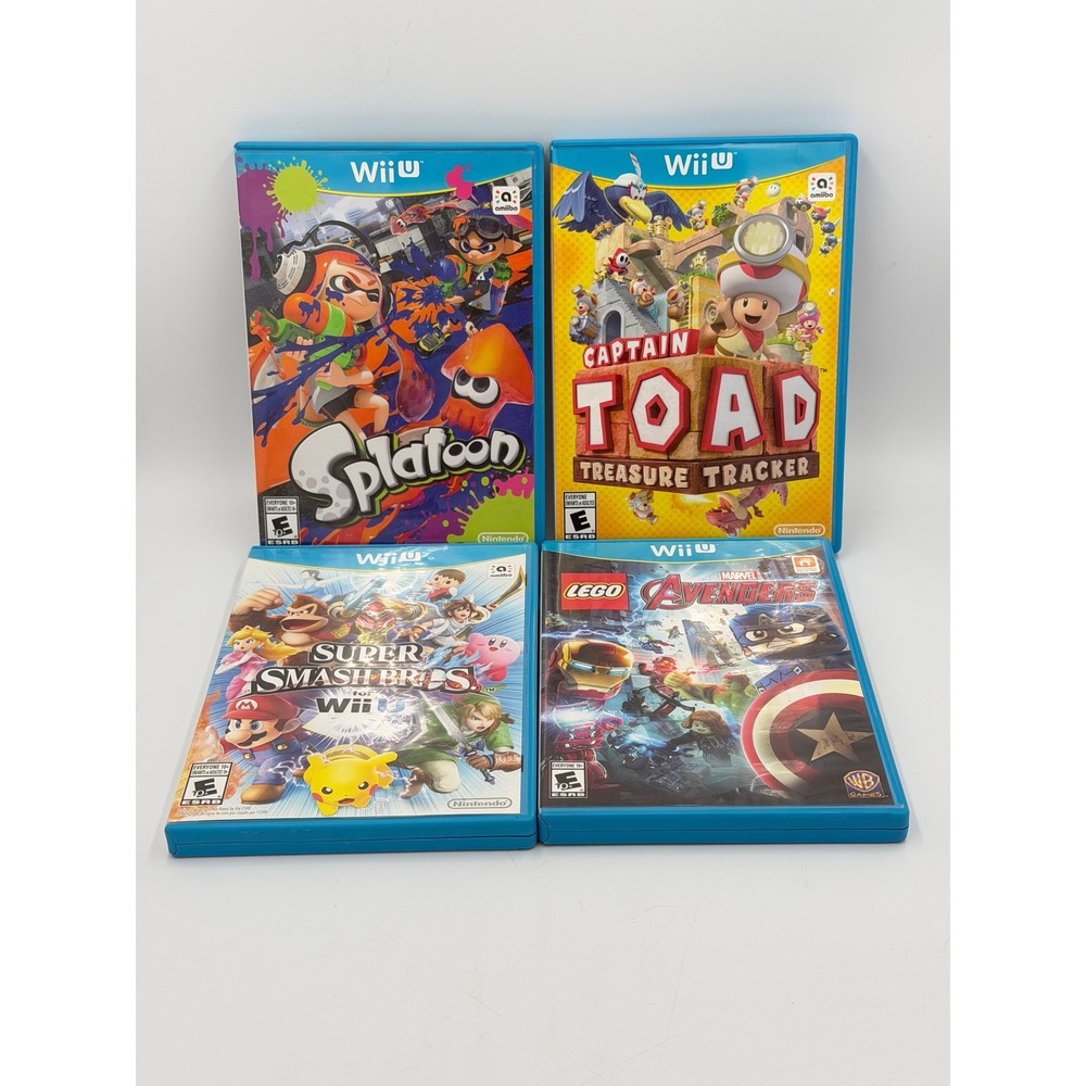 Nintendo Wii U Game Lot 4 Splatoon Smash Bros Captain Toad LEGO Avengers